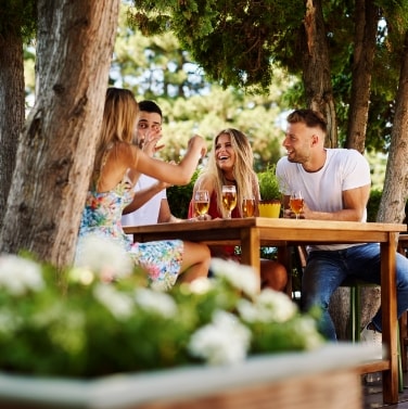 People enjoying meal outdoor